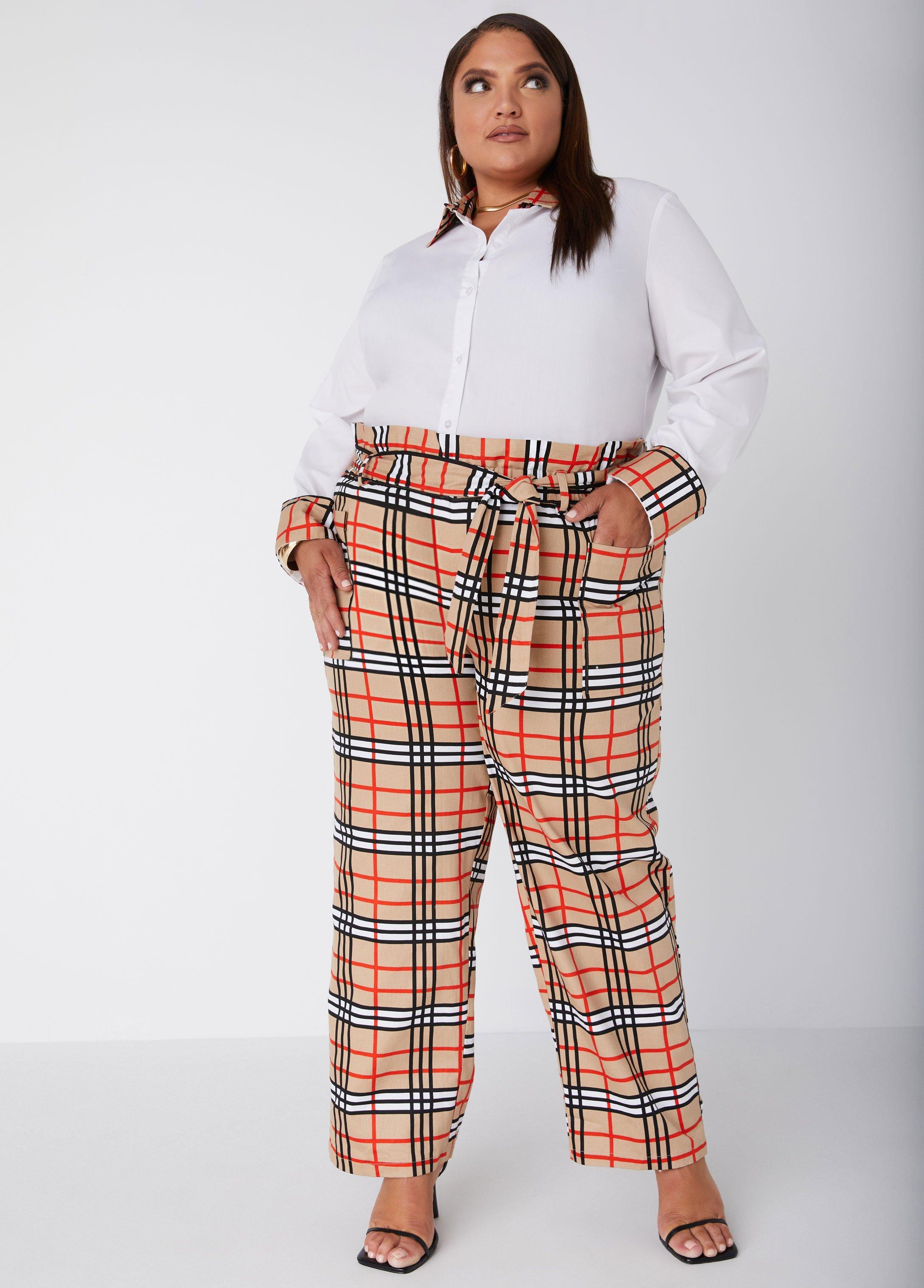 Plus Size Plaid Paneled Poplin Shirt Ashley Stewart Product Image