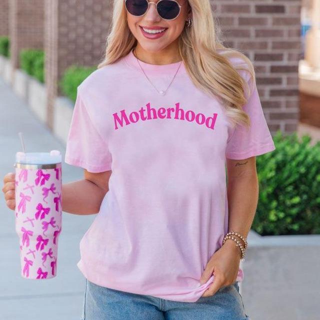 Motherhood Light Pink Oversized Graphic Tee Product Image