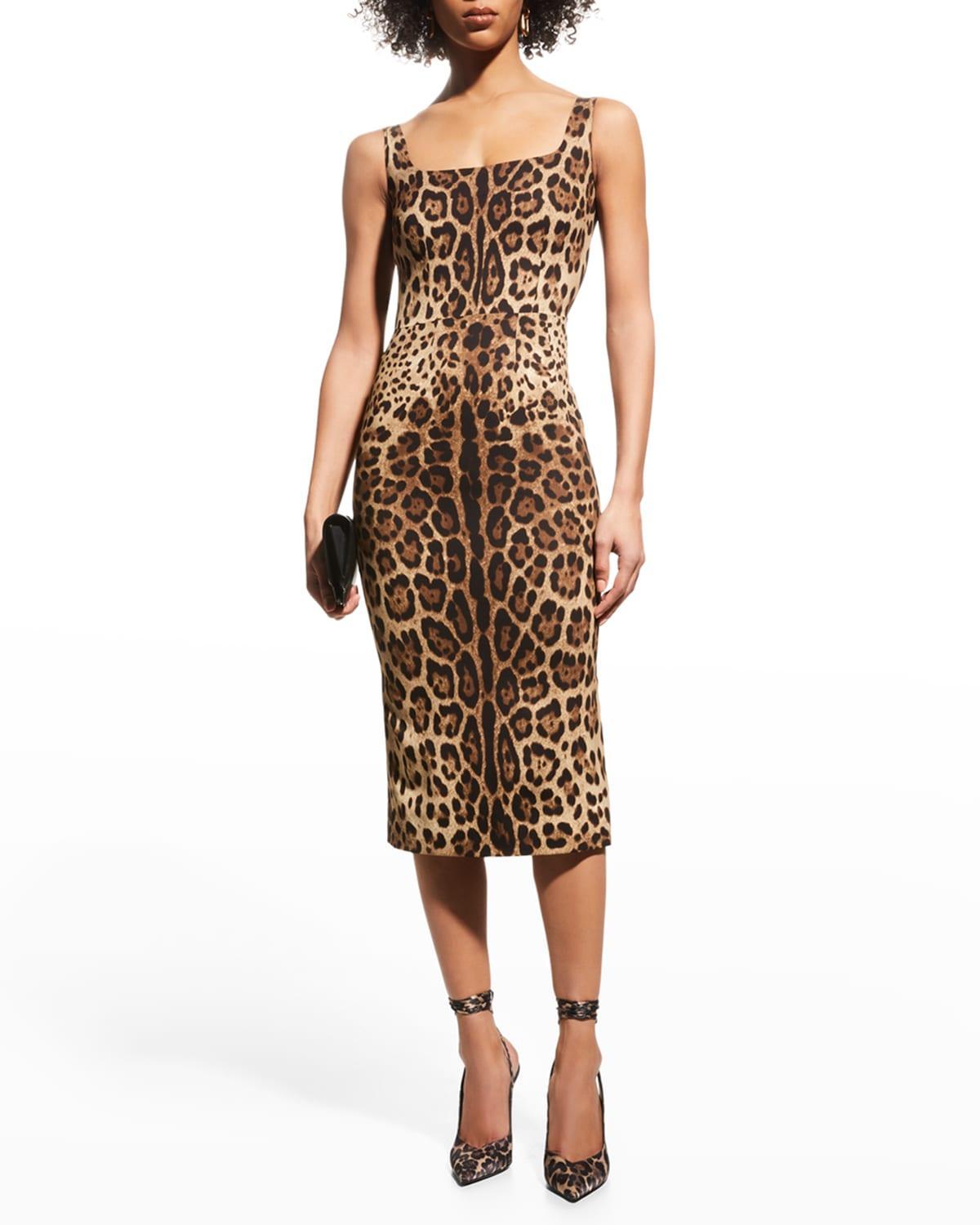 Womens Silk-Blend Leopard-Print Sheath Dress Product Image