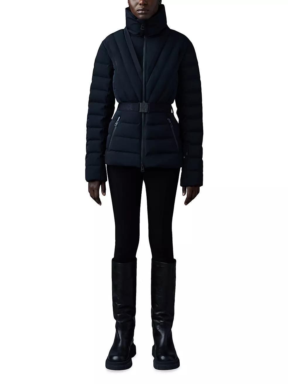 Elita Belted Down Ski Jacket With Shearling Hood Product Image