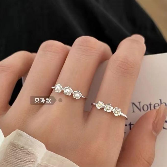 925 Sterling Silver Flower Open Ring Product Image