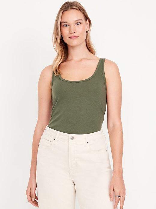 First-Layer Ribbed Scoop-Neck Tank Top Product Image