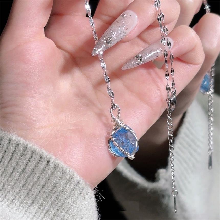 Faux Crystal Pendant Alloy Necklace Product Image