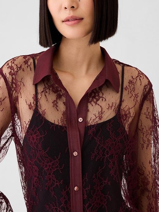 Sheer Lace Classic Shirt Product Image