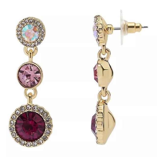 LC Lauren Conrad Crystal Triple Linear Drop Earrings, Womens, Pink Product Image