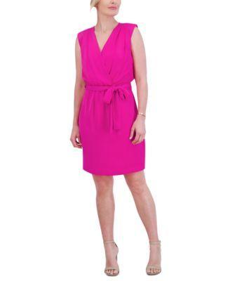 Jessica Howard Womens Sleeveless Tie-Waist Wrap Dress Product Image