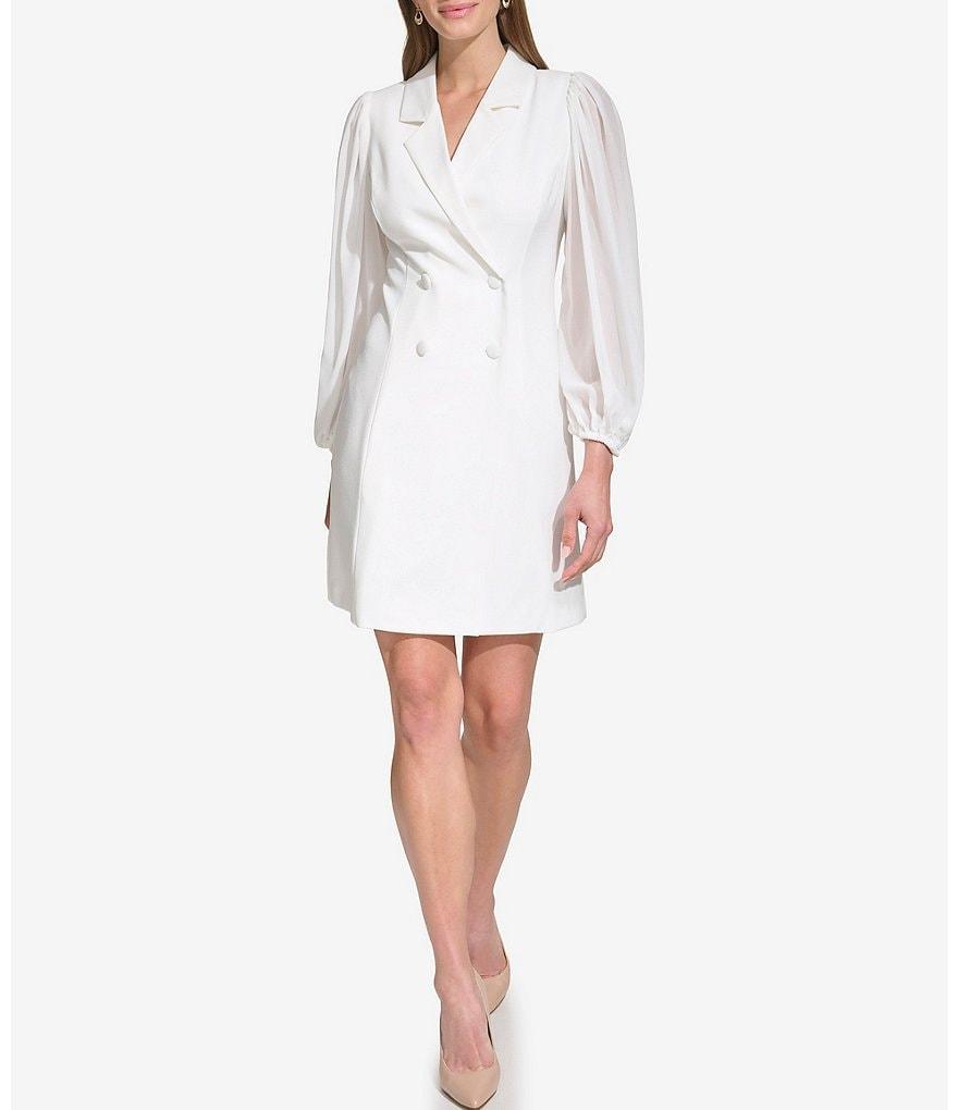 Vince Camuto Notch Collar Long Sleeve Stretch Crepe Blazer Dress Product Image