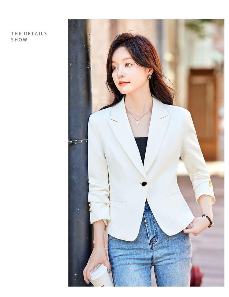 Peak Lapel Plain Single Breasted Blazer Product Image