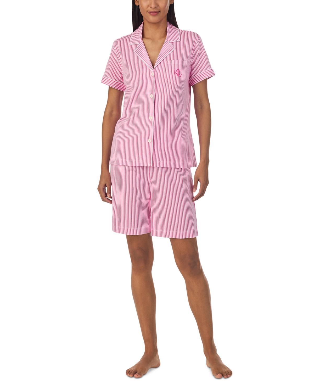 Lauren Ralph Lauren Womens 2-Pc. Short-Sleeve Notch-Collar Bermuda Pajama Set Product Image