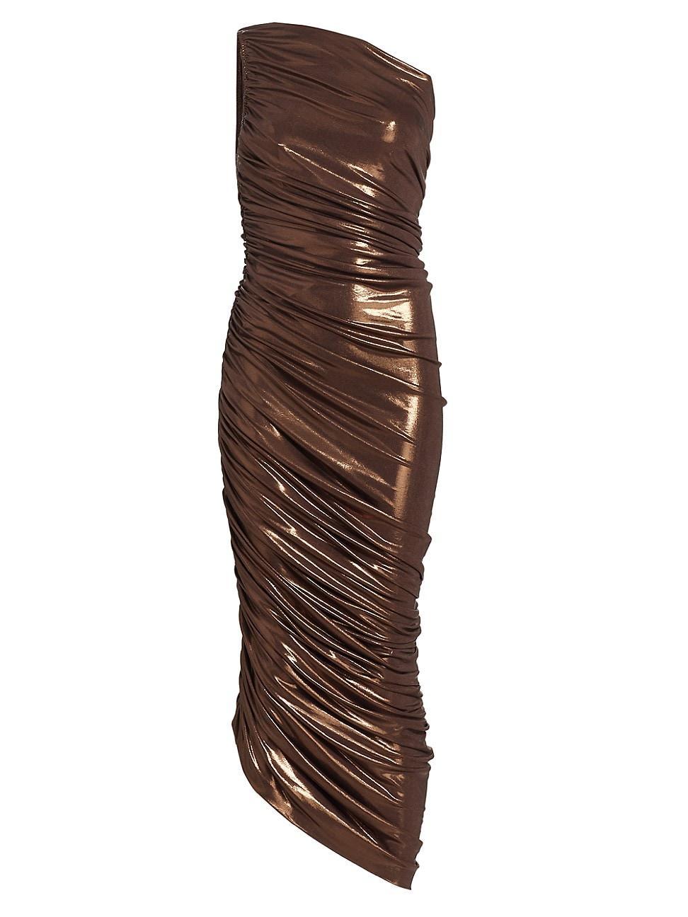 Womens Diana Metallic One-Shoulder Midi-Dress Product Image