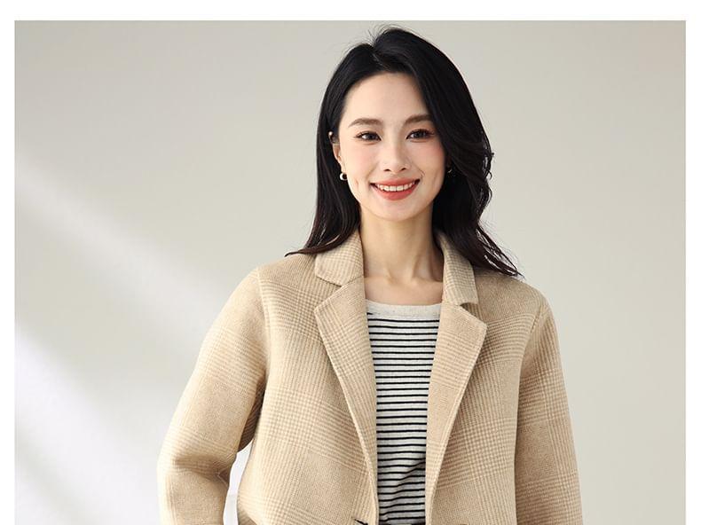 Collared Plaid Button Coat Product Image