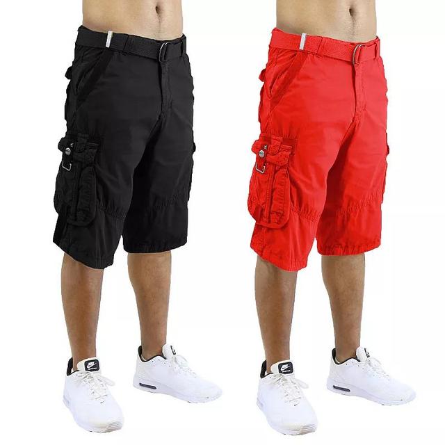 Mens Blu Rock 2-Pack Distressed Cotton Cargo Shorts with Belt Product Image