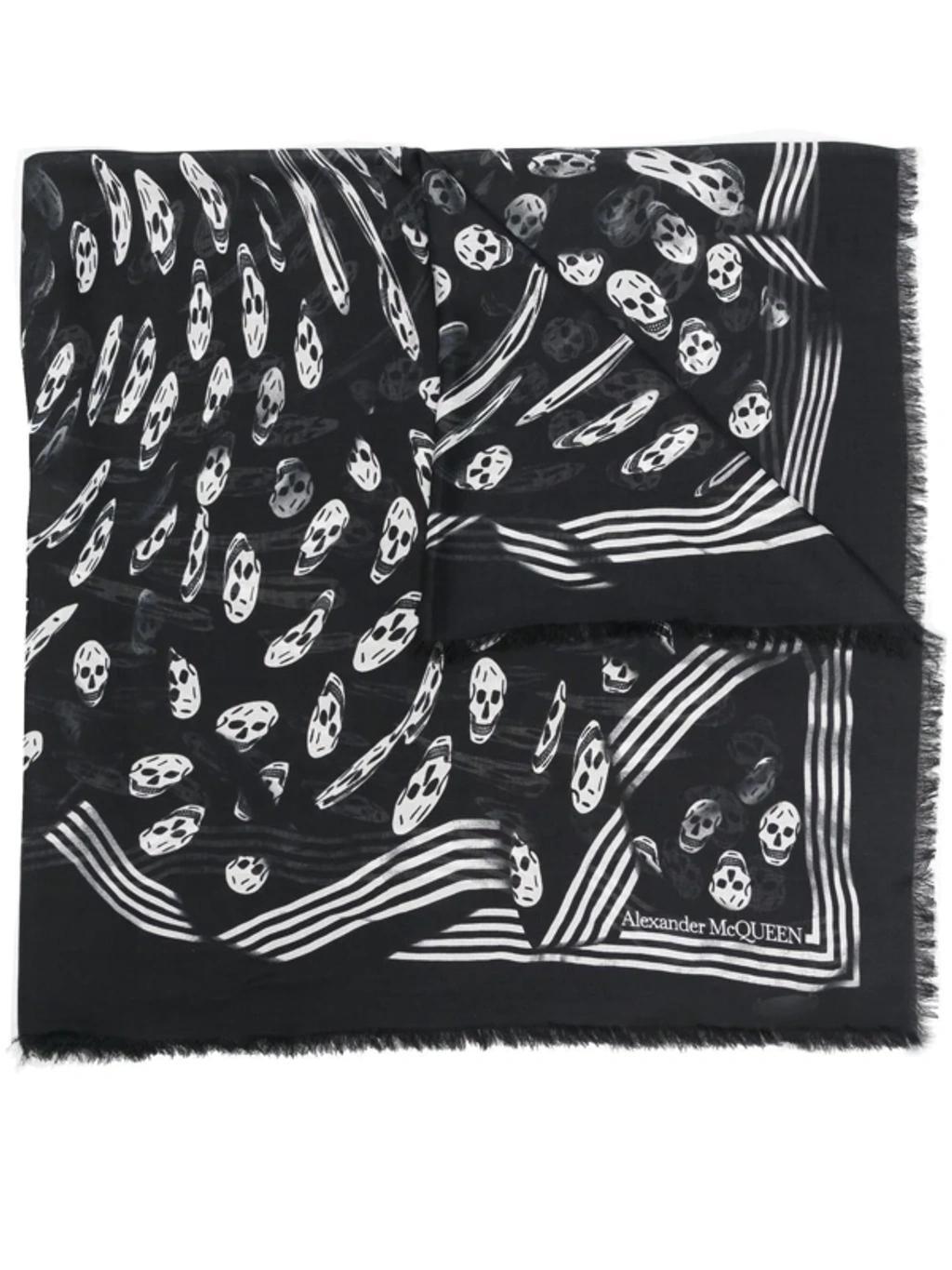 All-over Skull-print Scarf In Black Product Image