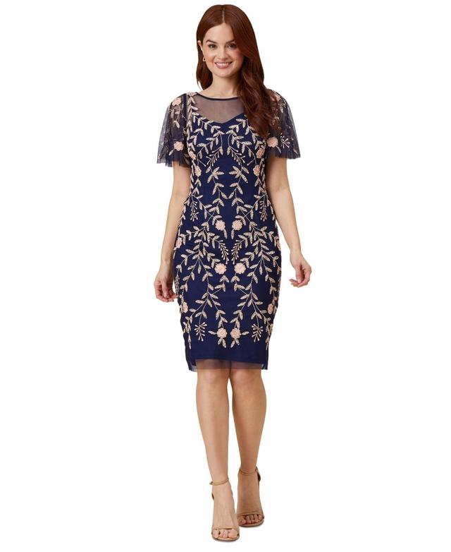 Adrianna Papell Floral Beaded Sheath Dress Product Image