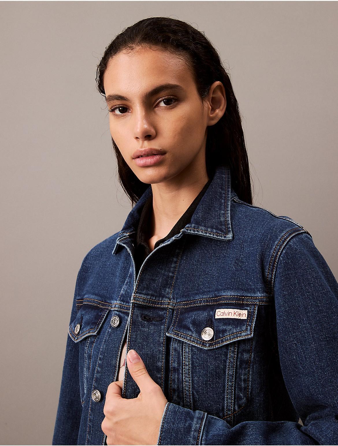 Calvin Klein Womens Classic Denim Trucker Jacket - Black - XL Product Image