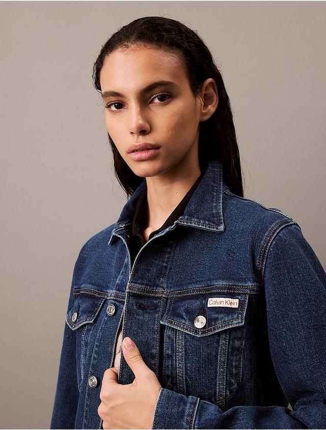 Calvin Klein Womens Classic Denim Trucker Jacket - Black - XL Product Image