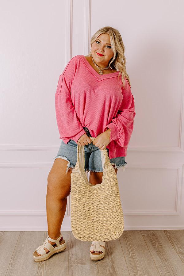 Springtime Sips Waffle Knit Top Curves Product Image