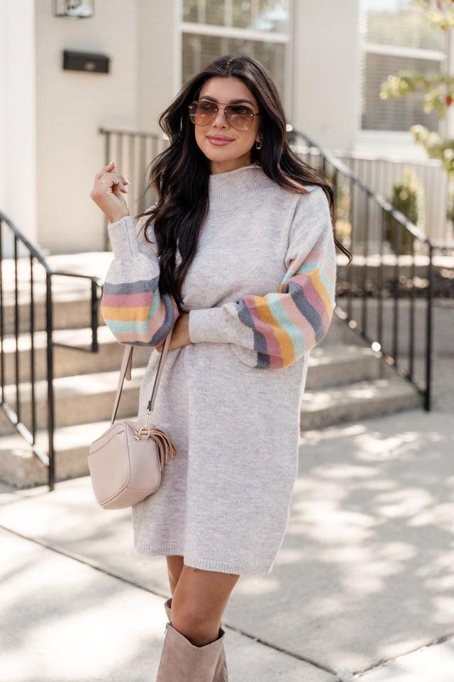 Show You Off Taupe Turtleneck Sweater Dress Product Image