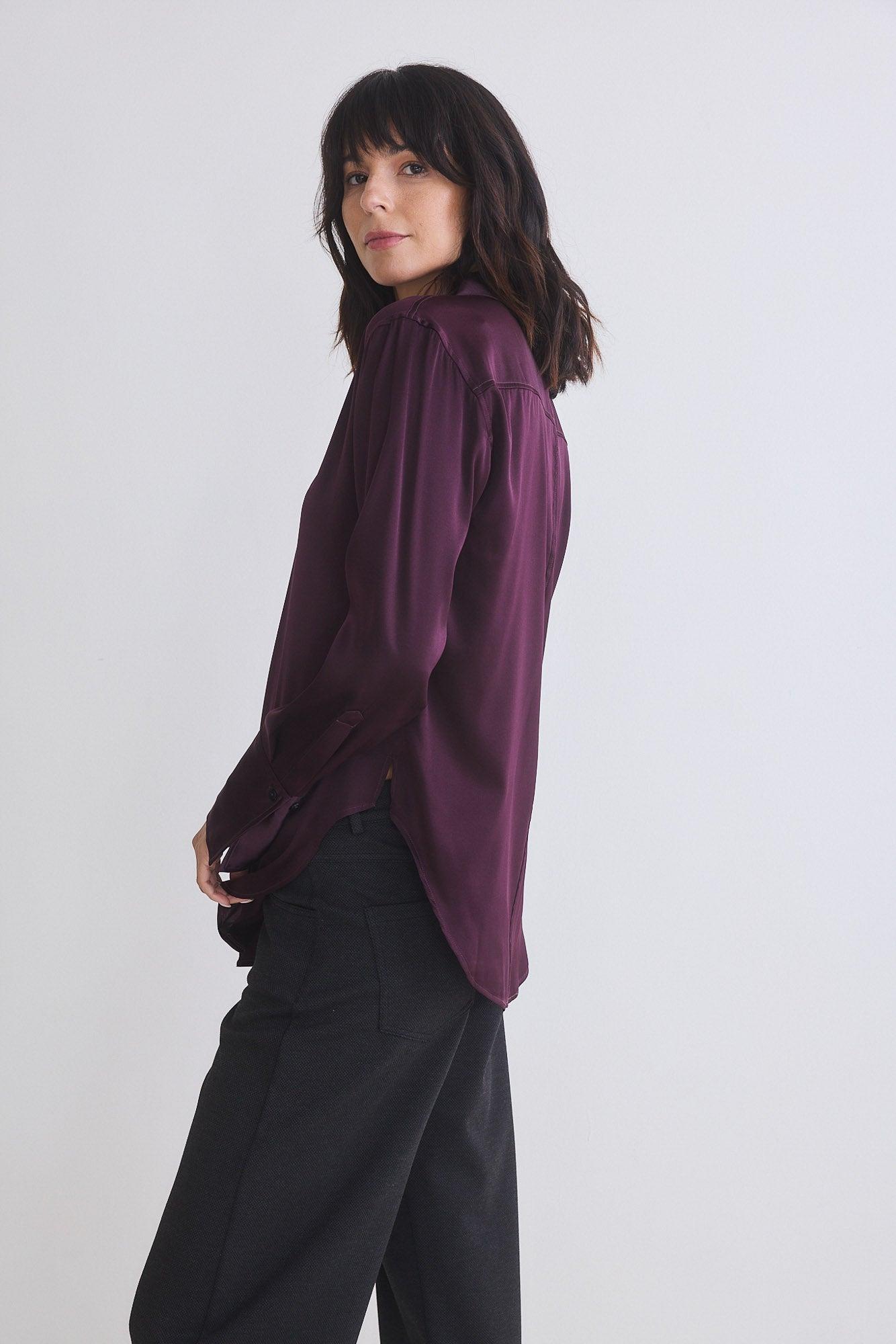 Shift Your Gaze Silk Button Down Blouse Product Image