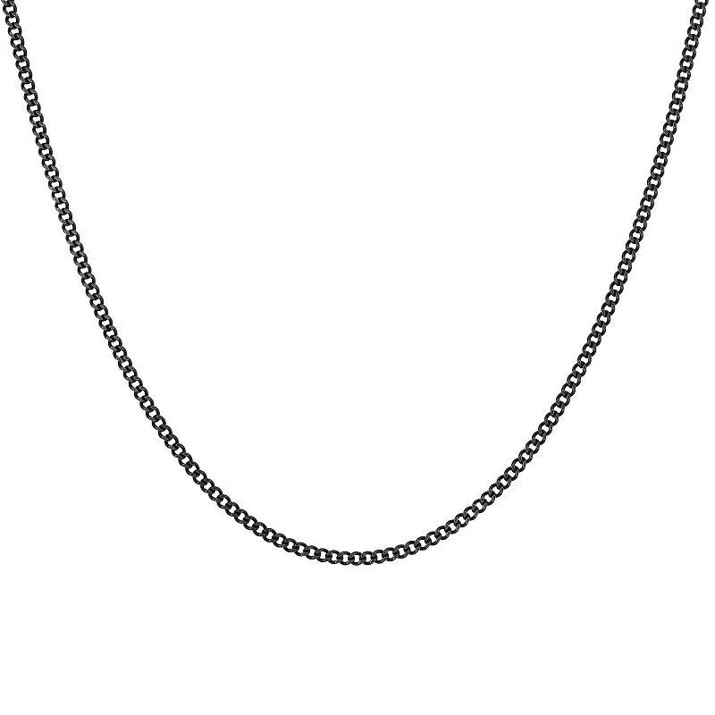 Mens LYNX Stainless Steel Curb Chain Necklace Black Tone Product Image