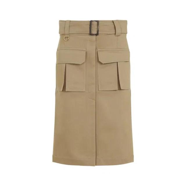 Cotton Midi Skirt In Khaki Product Image