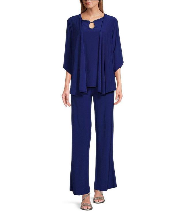 Marina 3/4 Batwing Sleeve Keyhole Crew Neck 3-Piece Pant Set Product Image