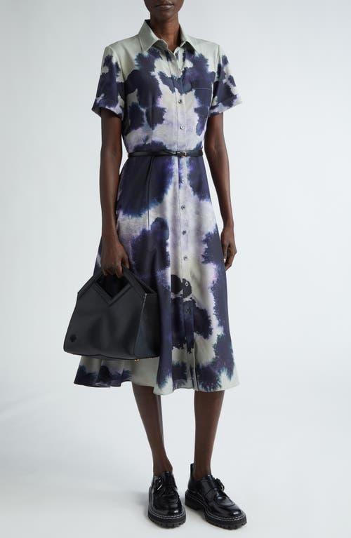 Kiera Short-Sleeve Tie-Dye Midi Shirtdress Product Image