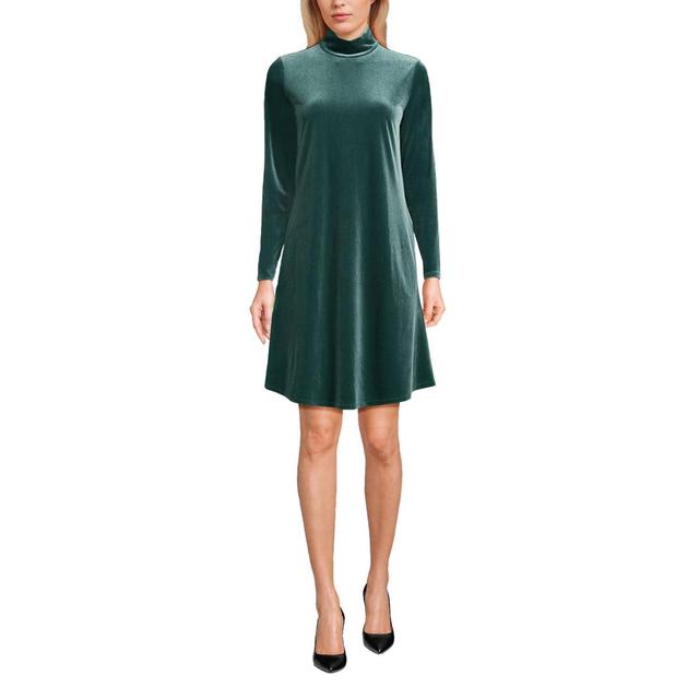 Womens Lands End Long Sleeve Velvet Turtleneck Dress Product Image