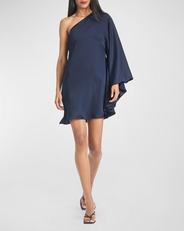 Mena One-Shoulder Kimono-Sleeve Mini Dress Product Image