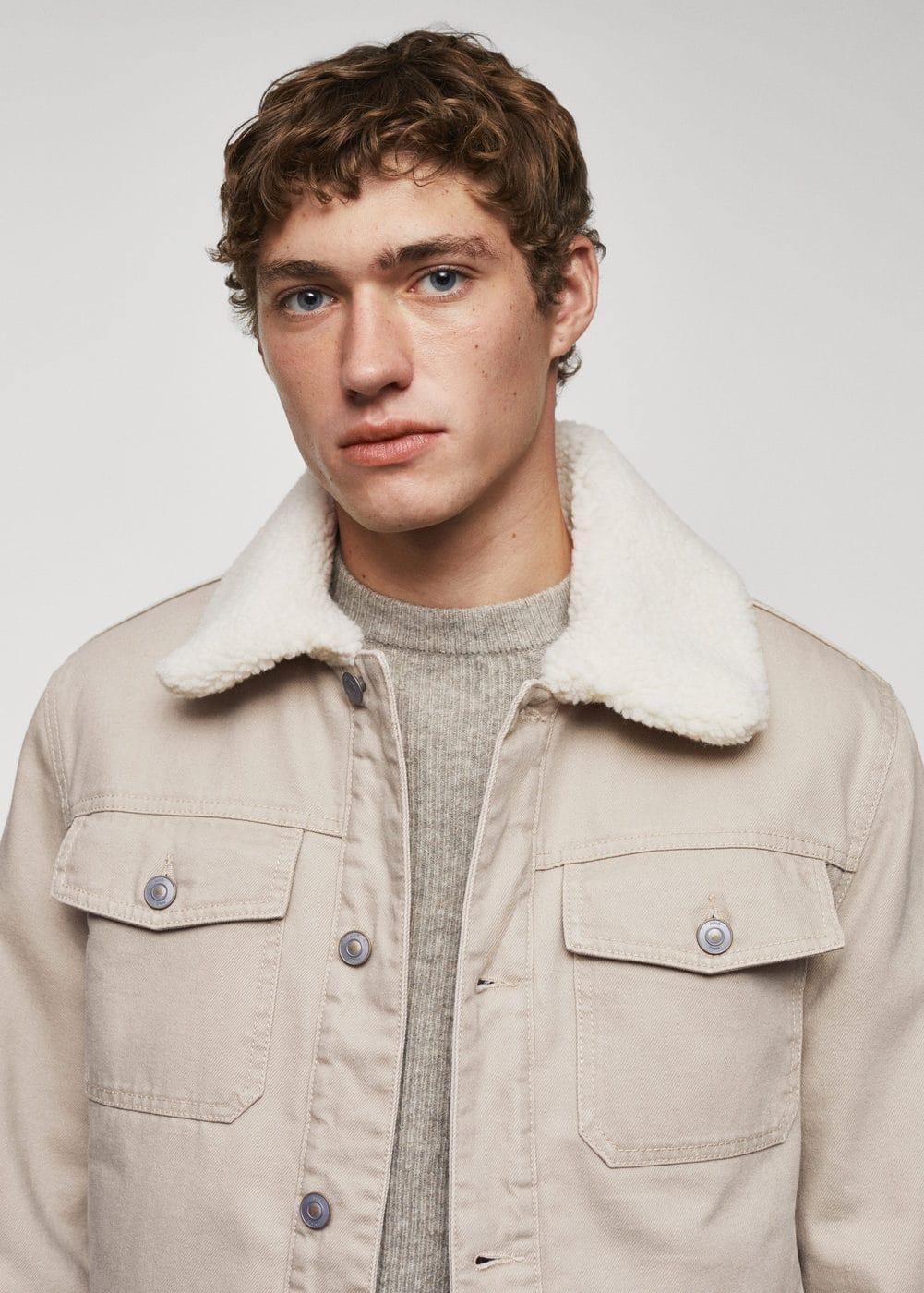 MANGO MAN - Shearling denim jacket beigeMen Product Image