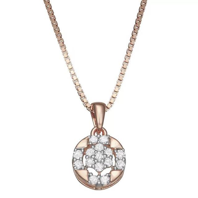 HDI Rose Gold Over Silver 1/5 Carat T.W. Diamond Pendant Necklace, Womens Pink Tone Product Image