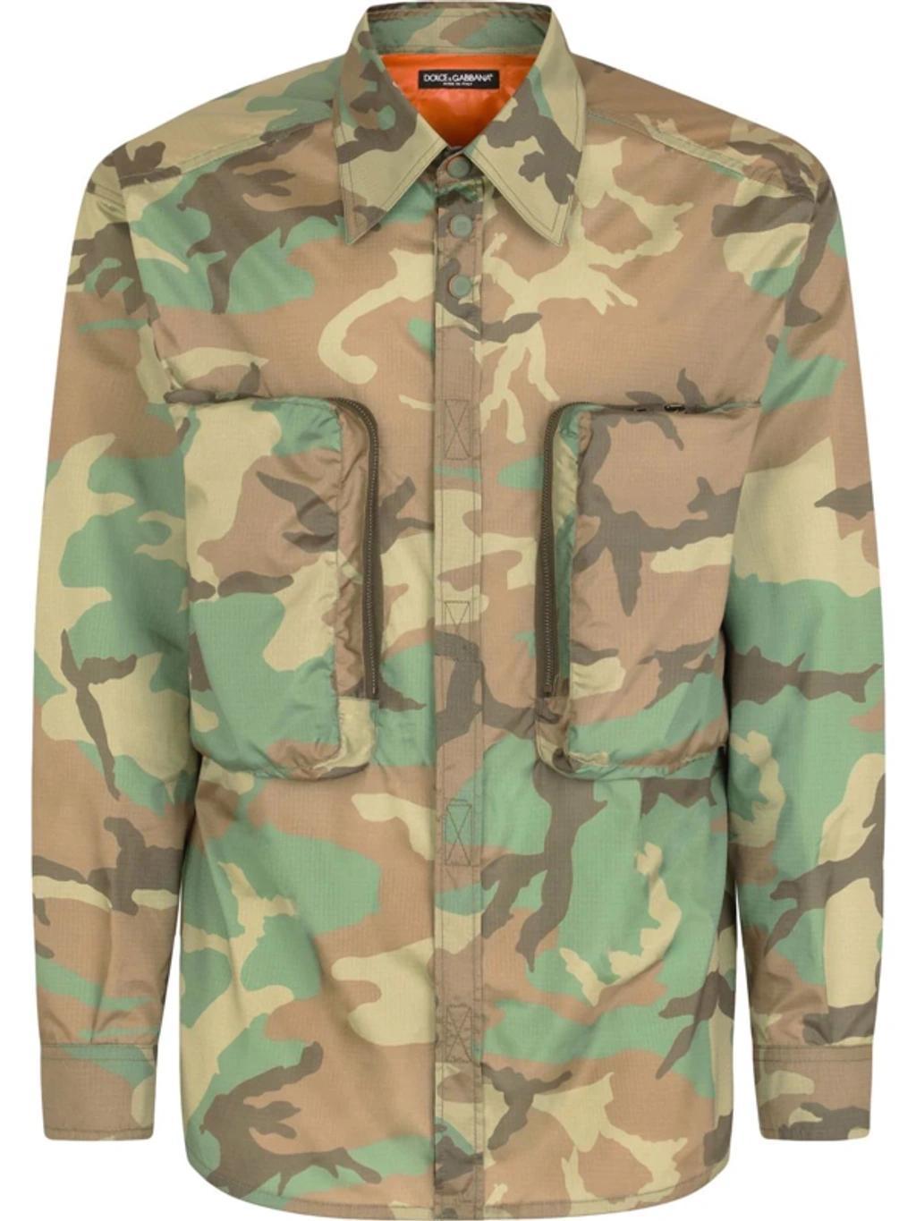 Camouflage-print Nylon Shirt In Multicolor Product Image