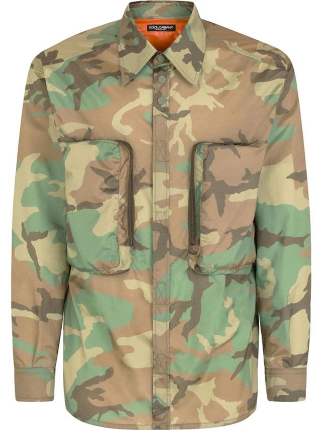 Camouflage-print Nylon Shirt In Multicolor Product Image