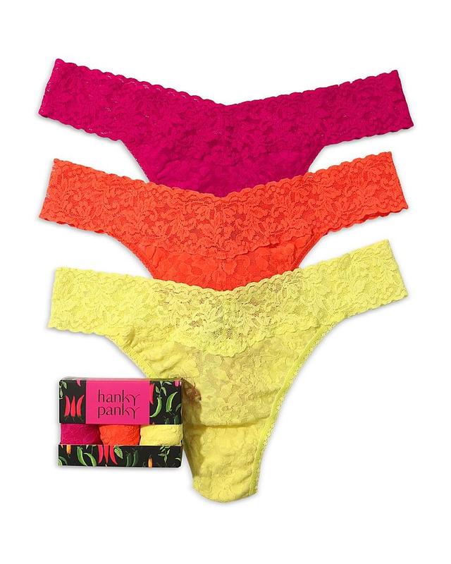 Three-Pack Original-Rise Signature Lace Thong Product Image