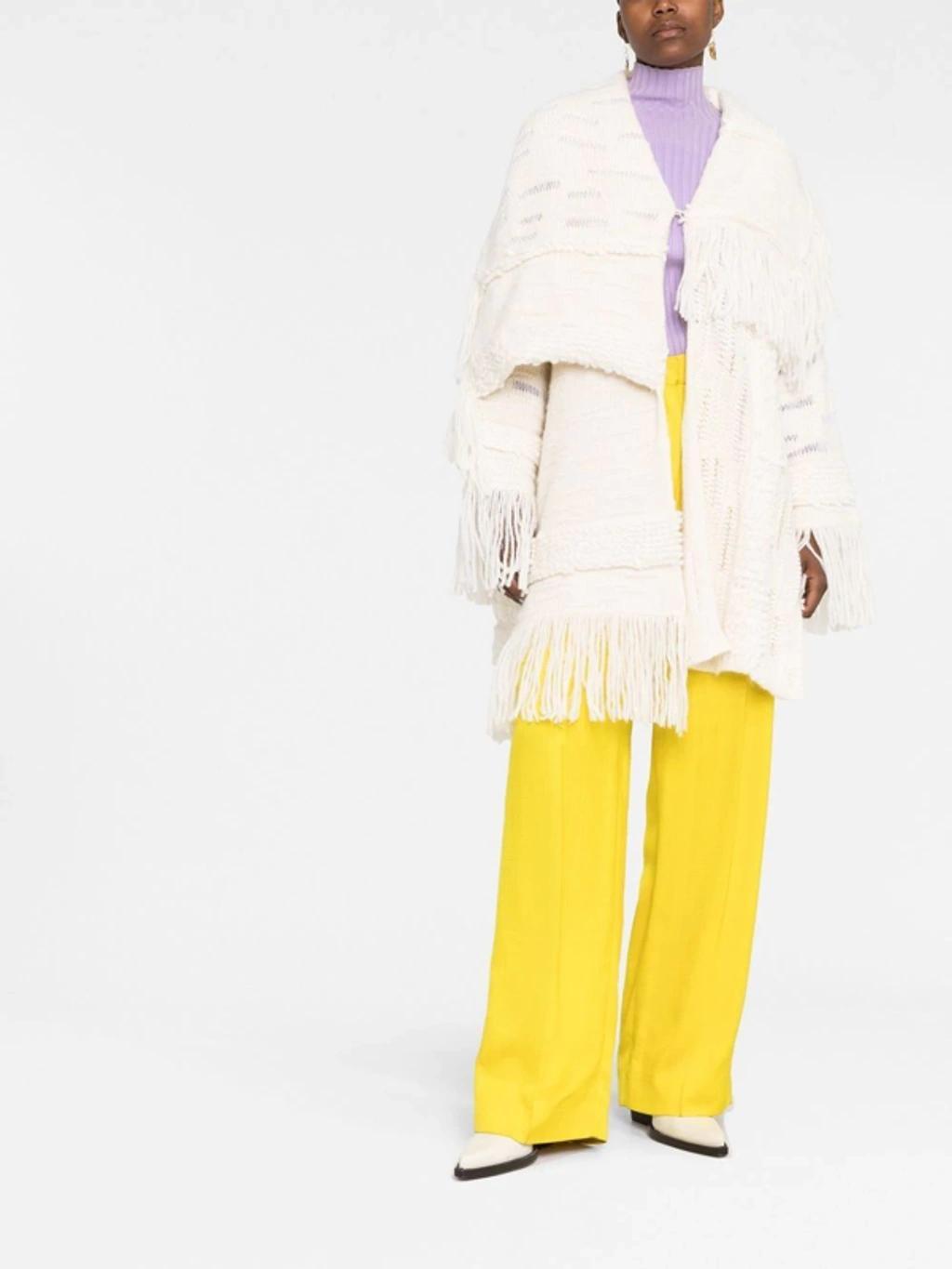 STELLA MCCARTNEY Asymmetric Fringed Cardi-coat In Panna Product Image