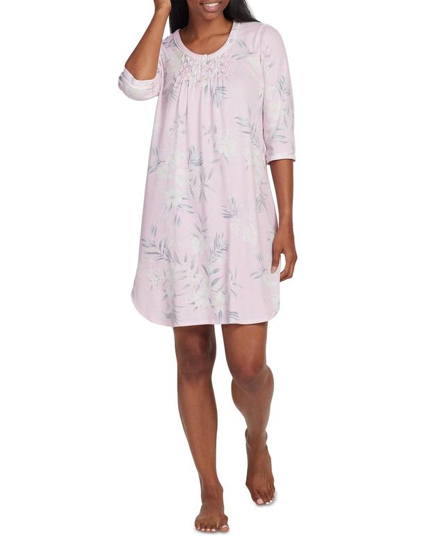 Miss Elaine Womens 3/4-Sleeve Floral Nightgown Product Image