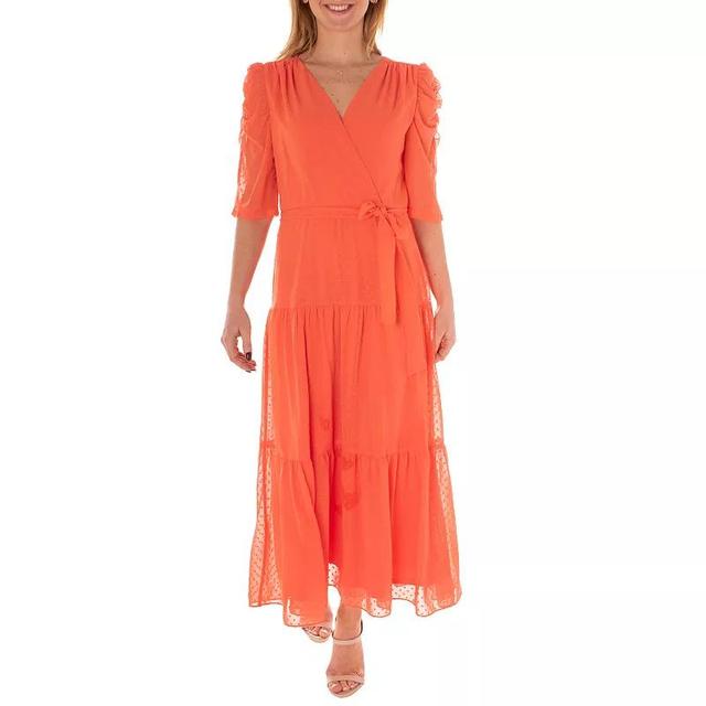 Womens Maison Tara Ruched Faux-Wrap Maxi Dress Drk Orange Product Image