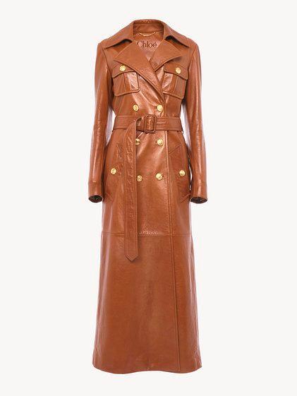 Utilitarian trench coat in soft leather Product Image