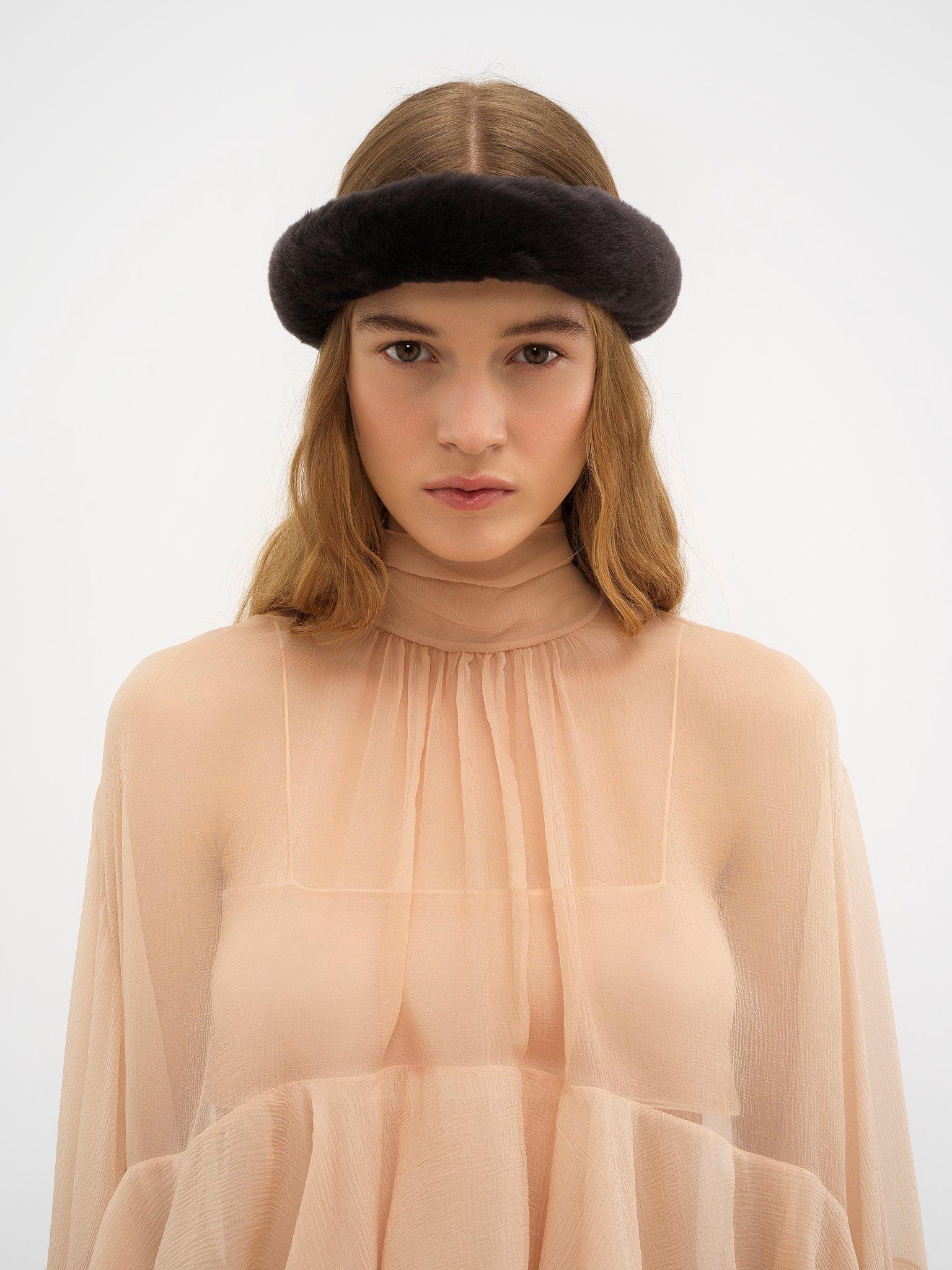 High-low ruffle top in silk mousseline Product Image