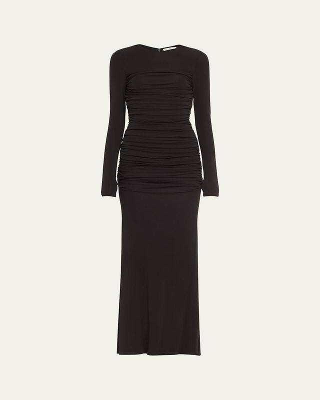 Katherina Long-Sleeve Ruched Jersey Maxi Dress Product Image