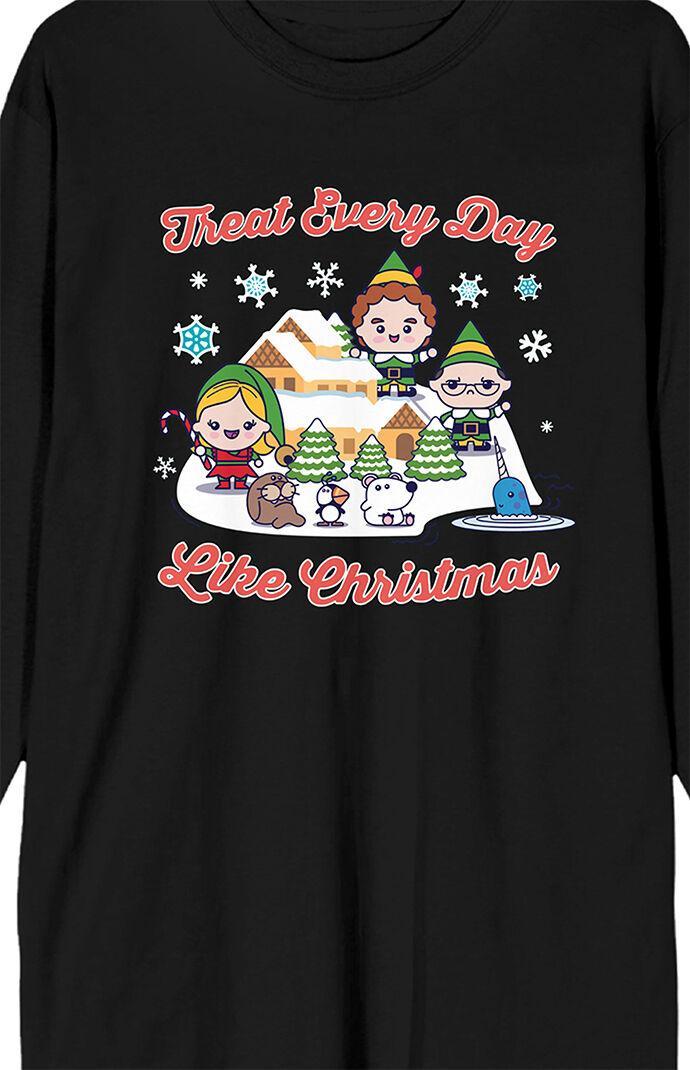 Mens Elf Treat Everyday Like Christmas Long Sleeve T-Shirt Product Image