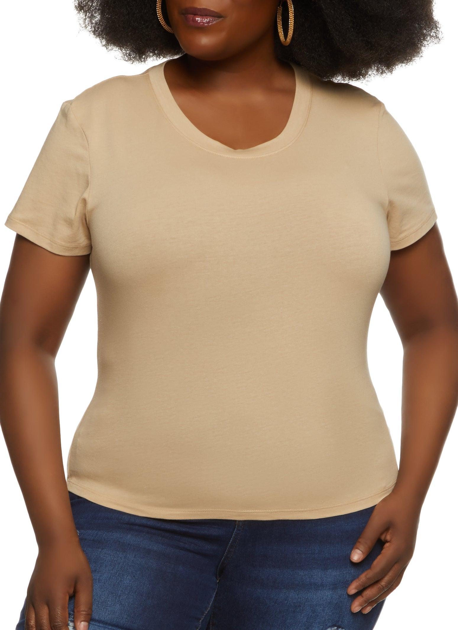 Womens Plus Size Basic Crew Neck T Shirt Product Image