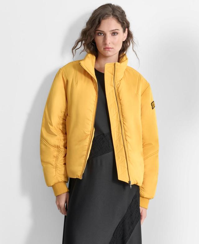 Dkny Womens Ruched Bomber Jacket Product Image