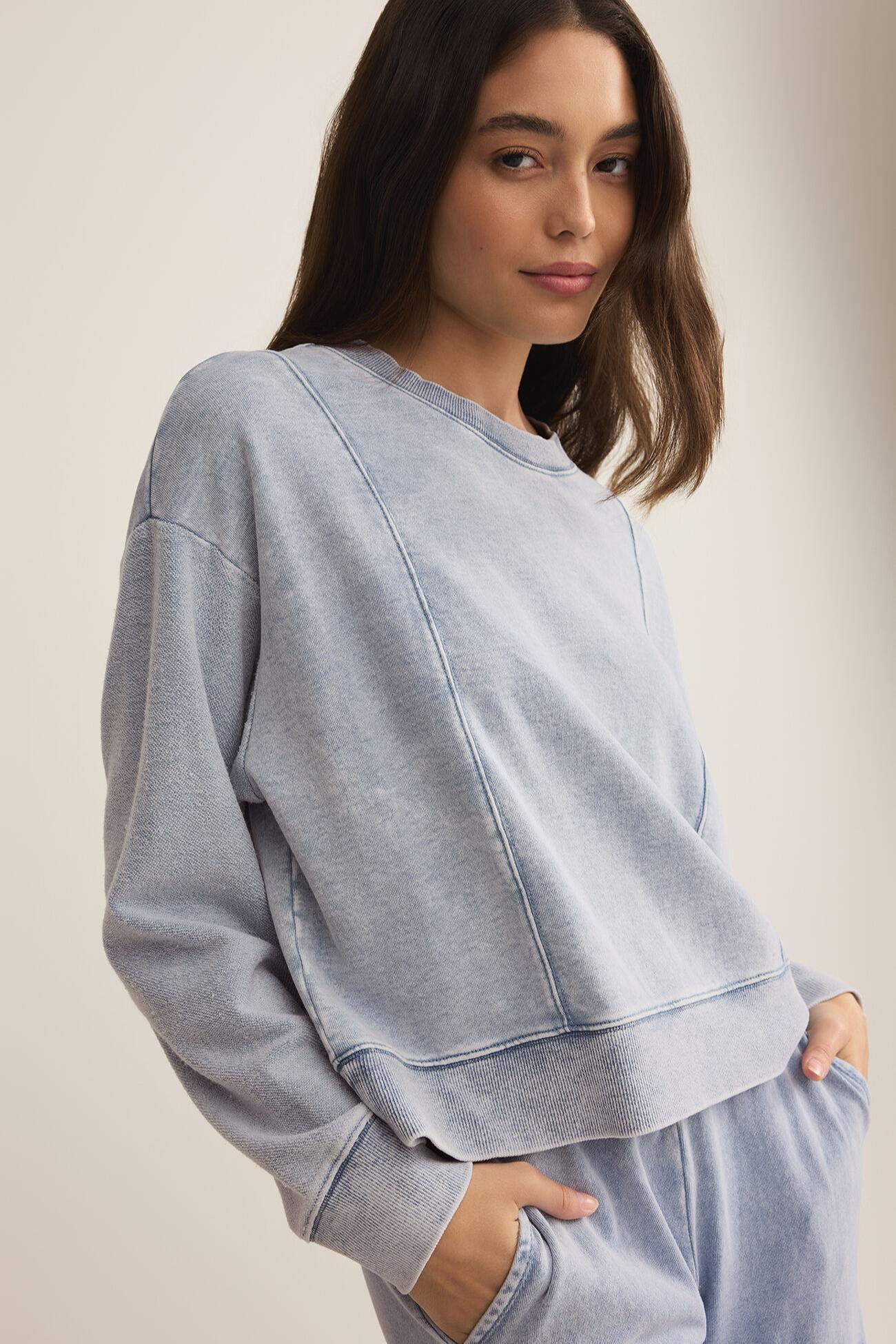 Lax Knit Denim Sweatshirt Product Image