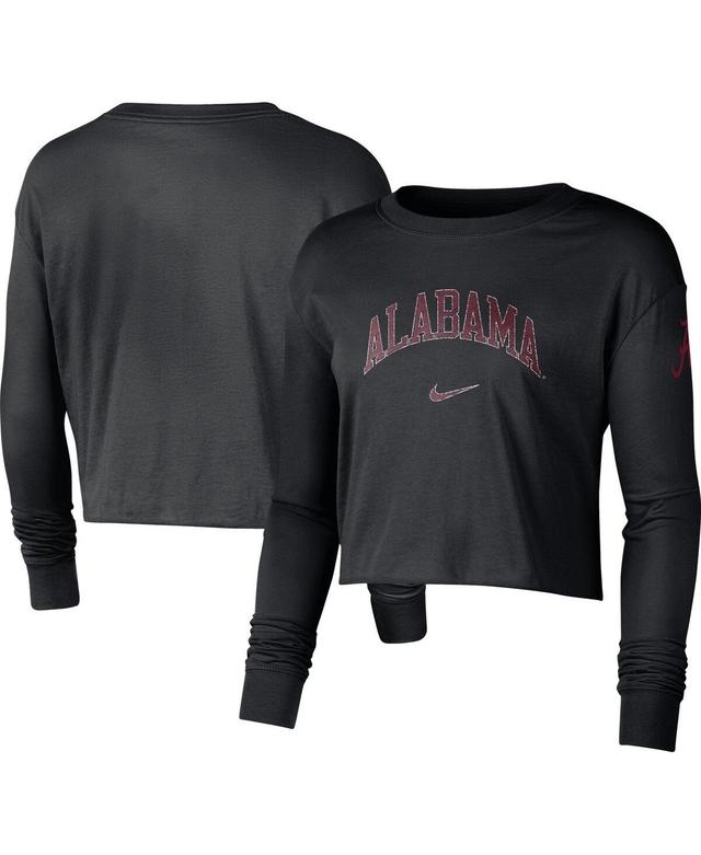 Womens Nike Alabama Crimson Tide 2-Hit Cropped Long Sleeve Logo T-Shirt Product Image