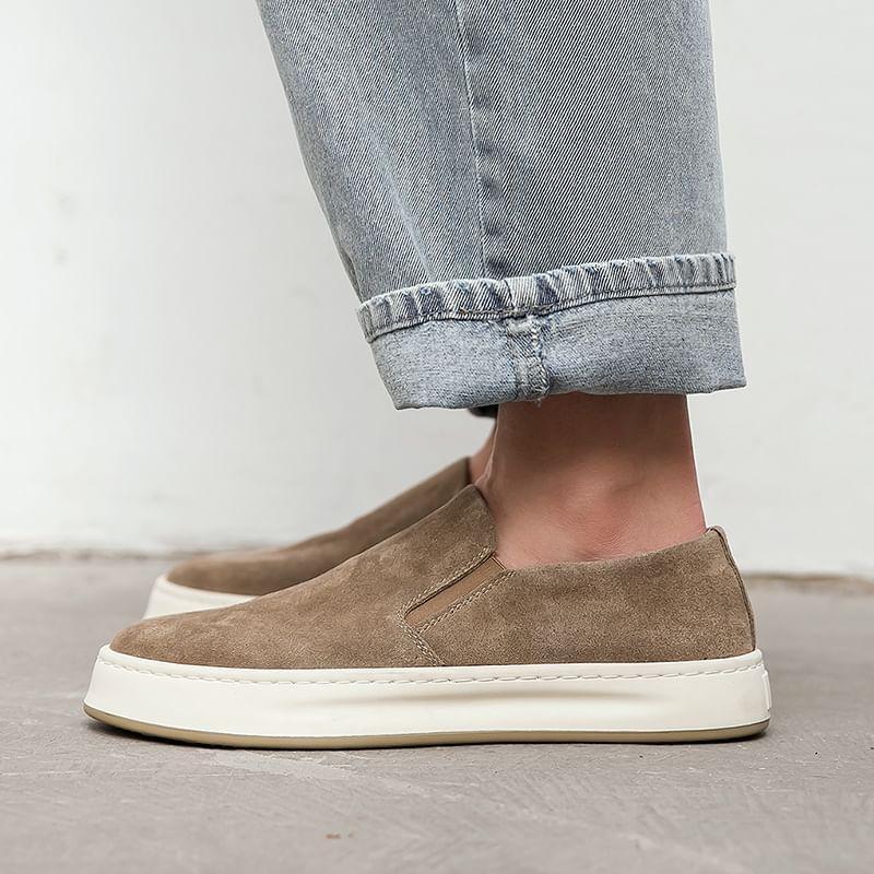 Platform Plain Faux Suede Slip-Ons Product Image