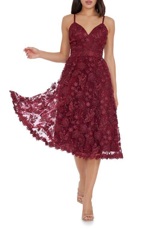 Dress the Population Tahani Floral Embroidered Fit & Flare Midi Dress Product Image