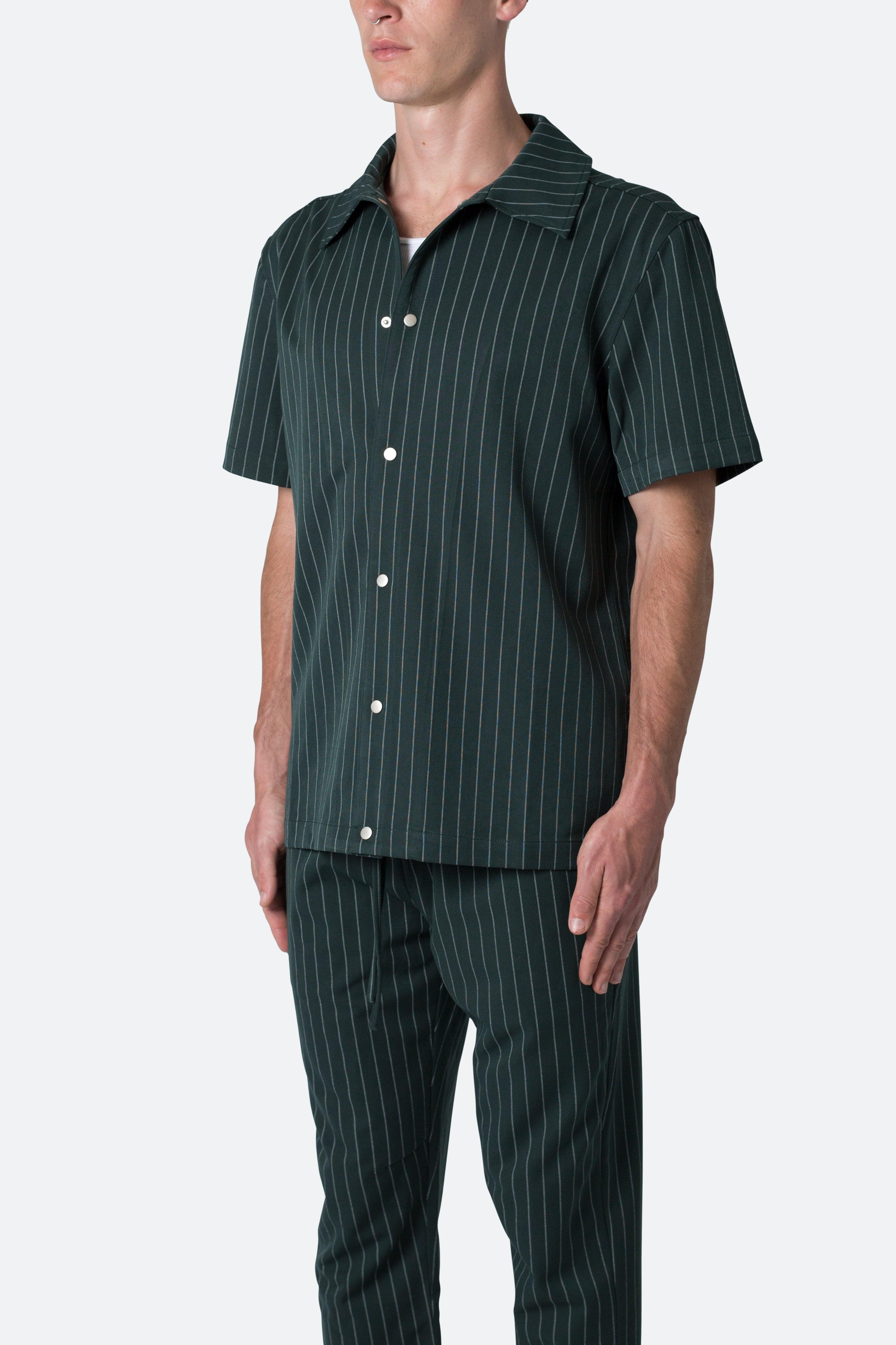 Pinstripe Short Sleeve Shirt - Green Product Image