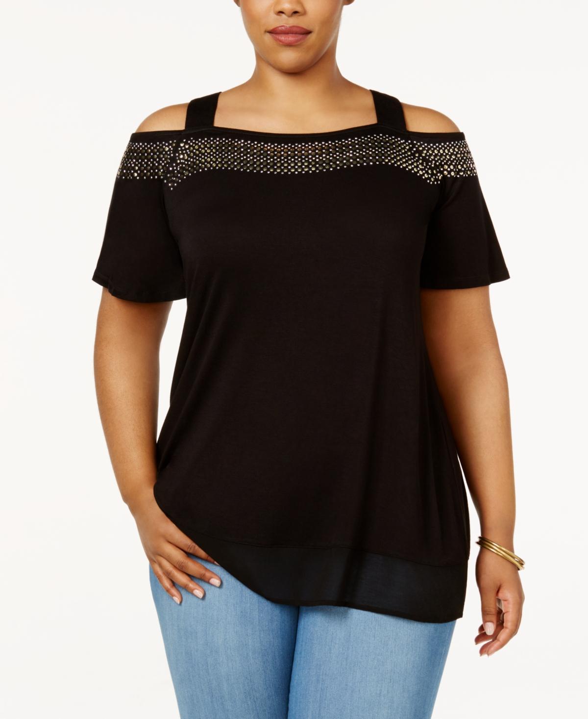 Belldini Plus Size Cold-Shoulder Top Product Image