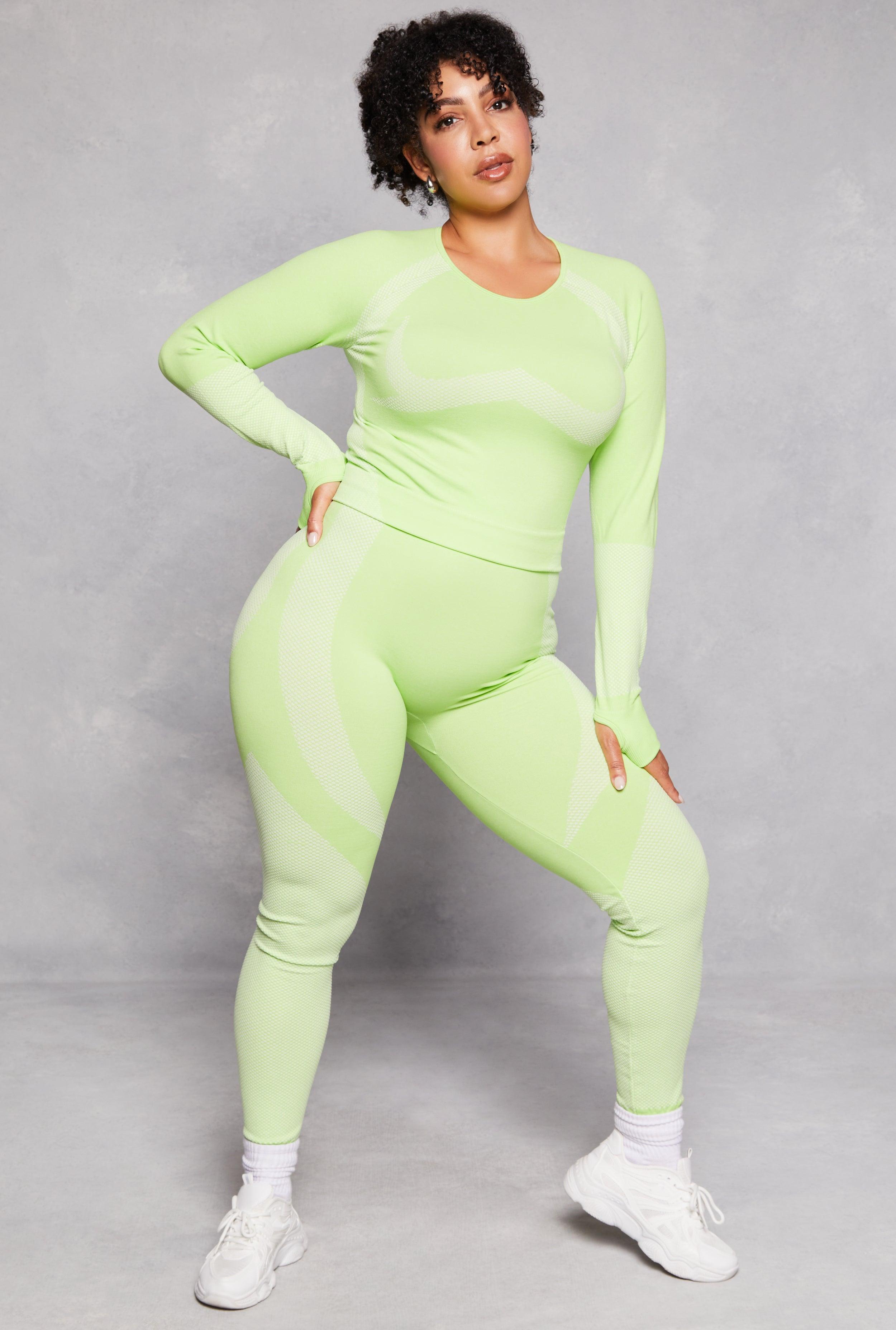 Womens Plus Size Seamless Color Block Active Leggings Product Image